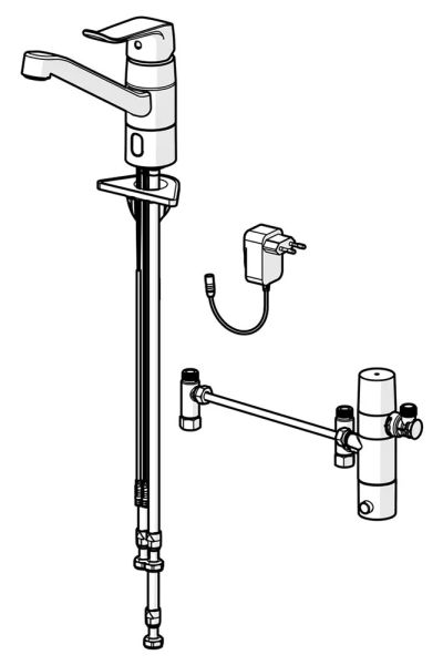 Hansa Hansacare Hybrid Spültisch-Elektronik-Einlochbatterie, Netzbetrieb, chrom