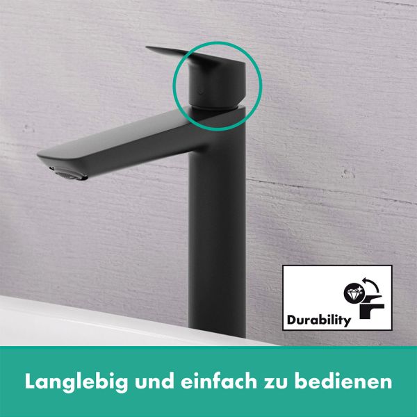 Hansgrohe Logis Waschtischarmatur 240 Fine ohne Ablaufgarnitur, schwarz matt