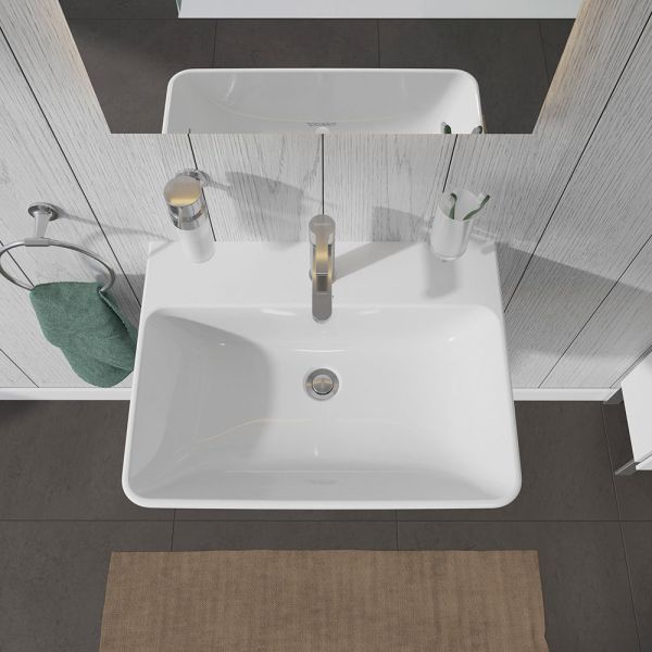 Duravit ME by Starck Waschtisch rechteckig 65x49cm, mit Hahnloch und Überlauf, WonderGliss, weiß 23356500001