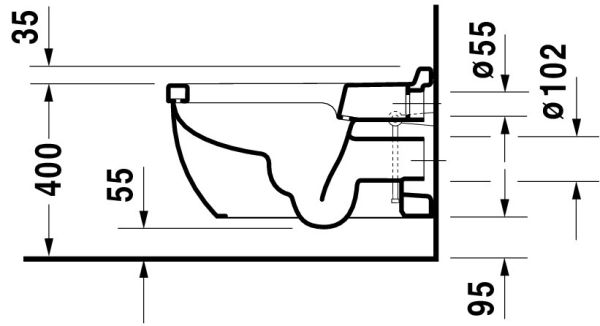 Duravit Starck 3 Wand-WC 62x36,5cm, oval, WonderGliss, Durafix, weiß