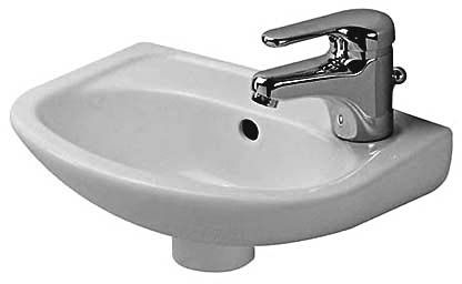 Duravit Duraplus Handwaschbecken halbrund 36,5x26,5cm, mit Überlauf, ohne Hahnloch, weiß 0797350000