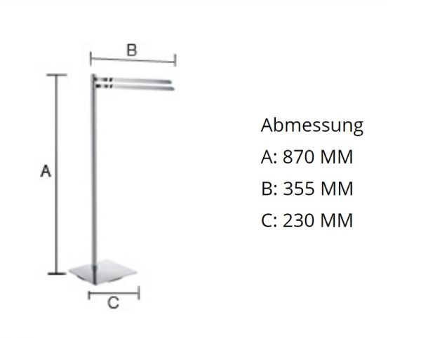 Smedbo Outline Badetuchhalter Standmodell 2-armig, quadratisch, chrom