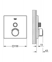 Vorschau: Grohe SmartControl Unterputzmischer mit einem Absperrventil, Fertigmontageset eckig, chrom