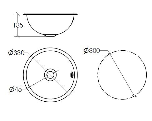 lineabeta ACQUAIO Einbauwaschtisch Ø33cm, edelstahl poliert