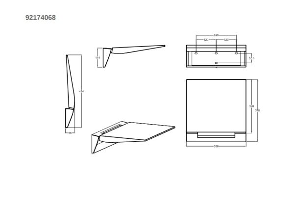 Villeroy&Boch ViCare Duschklappsitz, 35,5x37cm, weiß 92174068