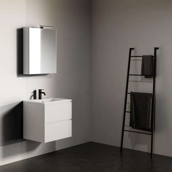 RIHO Spring Dew Waschtisch mit Unterschrank 60cm, Spiegelschrank, 2 Schubladen, weiß matt F001310Z01