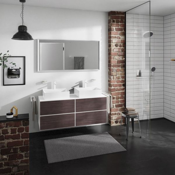 hansgrohe Xevolos E Unterschrank 137cm für 2 Aufsatzwaschtischen und Konsole, 4 Schubkästen