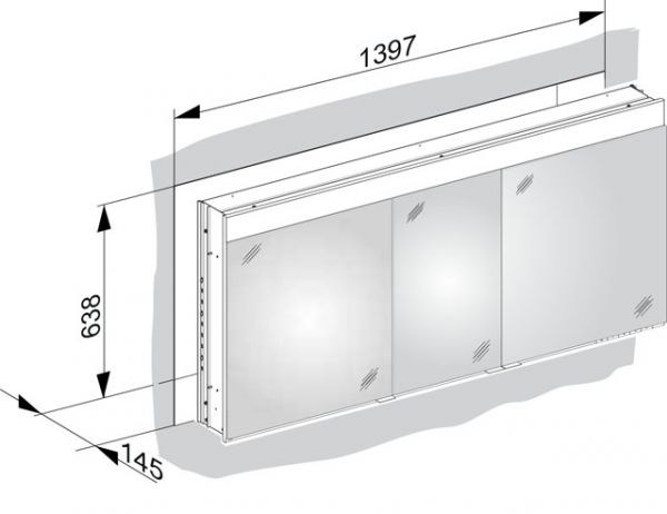 Keuco Edition 400 Spiegelschrank mit Spiegelheizung für Wandeinbau 141x65cm