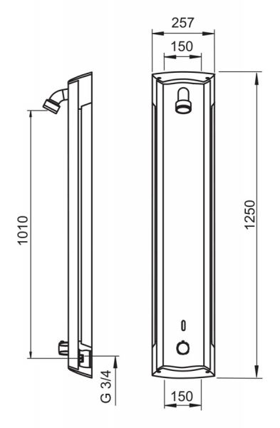 Hansa Hansaelectra berührungsfreies Aluminium Duschpaneel mit Thermostat, Batteriebetrieb, chrom