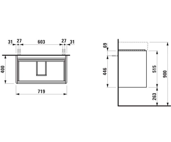 Laufen Base 2.0 Waschtischunterbau 72cm für Val Waschtisch H810285