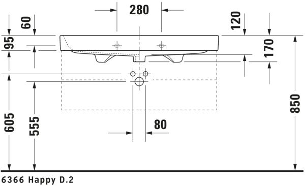 Duravit Happy D.2 Waschtisch 100x50,5cm, mit Überlauf, ohne Wondergliss, weiß 2318100027