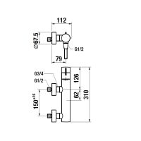 Vorschau: Laufen Twinplus thermostatischer Duschenmischer mit Zubehör, chrom HF905451100600