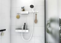 Hansgrohe WallStoris Bundle Duschkopf 105, Thermostat, Duschstange 70cm & Accessoireset, mattweiß 24250700