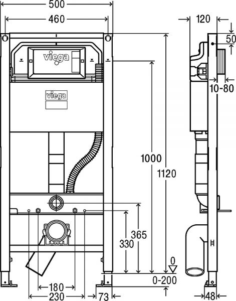 Viega Prevista Dry-WC-​Element mit Dusch-​WC-​Anschluss, inkl.Befestigungsset und Schallschutzset