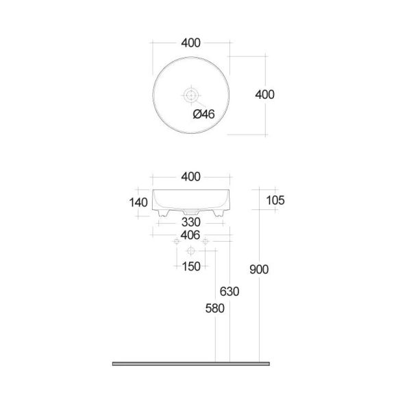 Kludi RESA R Aufsatzwaschtisch rund Ø40cm, weiß matt