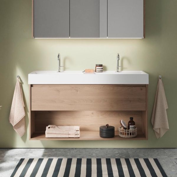 Burgbad Devio Mineralguss-Doppelwaschtisch 120cm mit Unterschrank, 1 Auszug & offenem Fach SHKJ121 