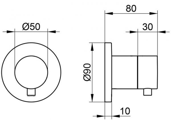 Keuco IXMO Absperrventil UP DN 15 Rosette rund