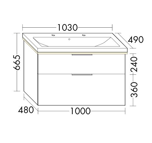 Burgbad Eqio Doppelwaschtisch 103cm mit Unterschrank und LED-Beleuchtung