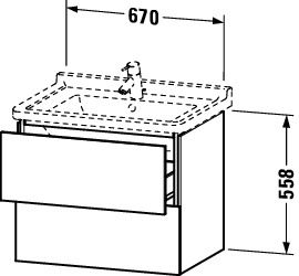 Duravit L-Cube Waschtischunterschrank wandhängend 67x47cm mit 2 Schubladen für Starck 3 030470