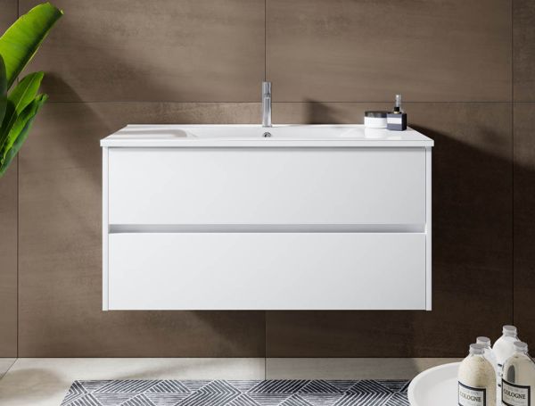 RIHO Porto Wave Waschtisch mit Unterschrank 100cm & LED-Spiegelschrank