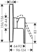 Vorschau: Hansgrohe Vernis Shape Duscharmatur Unterputz chrom 71668000 Zeichnung