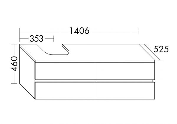 Burgbad Cube Waschtischunterschrank 140,6x52,5cm passend zu Grohe Cube, 4 Auszüge