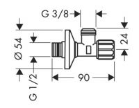 Vorschau: Hansgrohe Eckventil mit Feinfilter, Abgang G 3/8