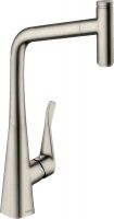 Hansgrohe Metris Select M71 Einhebel-Küchenmischer 320 mit Ausziehauslauf und sBox, edelstahl finish