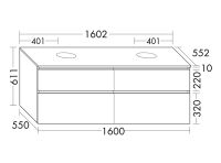 Vorschau: Burgbad Lin20 Waschtischunterschrank 160,2x55cm mit Konsolenplatte, 4 Auszüge, wandhängend SGRC160F5351