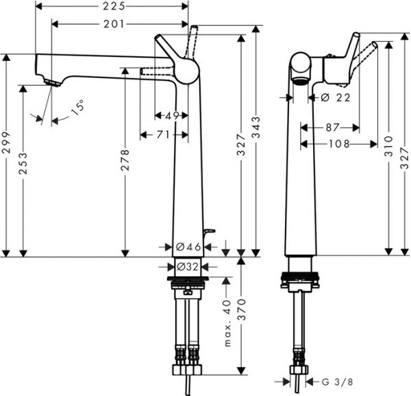 Hansgrohe Talis S Einhebel-Waschtischmischer 250 mit Ablaufgarnitur, chrom