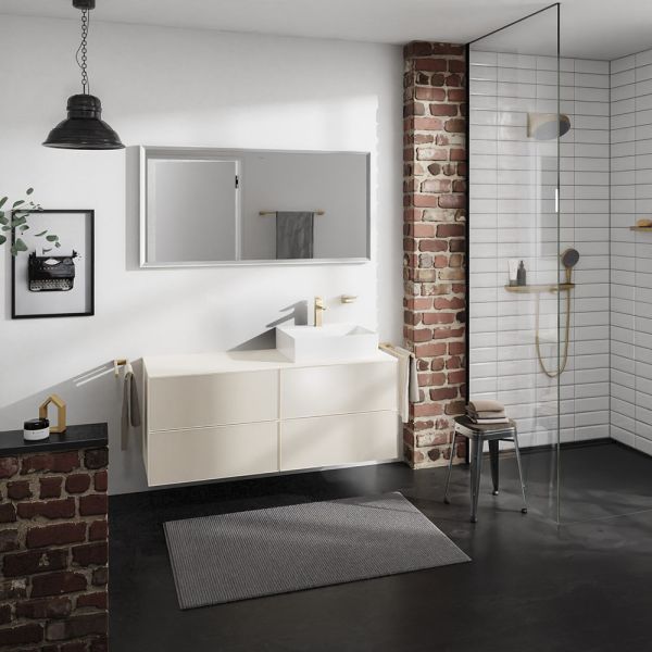 hansgrohe Xevolos E Unterschrank 137cm für Aufsatzwaschtisch rechts mit Konsole, 4 Schubkästen