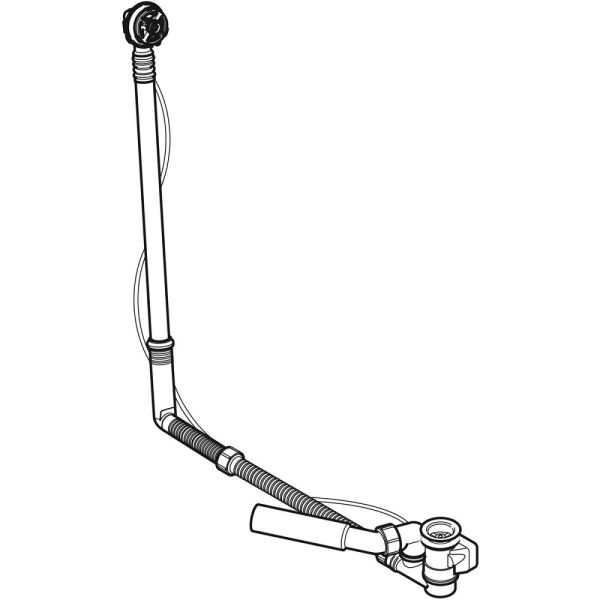 Geberit Badewannenablauf mit Drehbetätigung, d52, Länge 79 cm, mit Anschlussbogen, Gegenstromprinzip