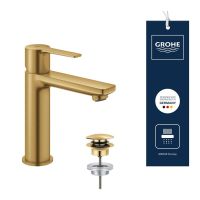 Vorschau: Grohe Lineare Waschtischbatterie S-Size, Push-open Ablaufgarnitur, cool sunrise gebürstet