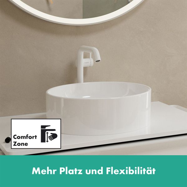 Hansgrohe Tecturis S Waschtischarmatur 240 Fine CoolStart wassersparend+, Push-Open, weiß matt