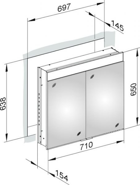 Keuco Edition 400 Spiegelschrank mit Spiegelheizung für Wandeinbau 71x65cm