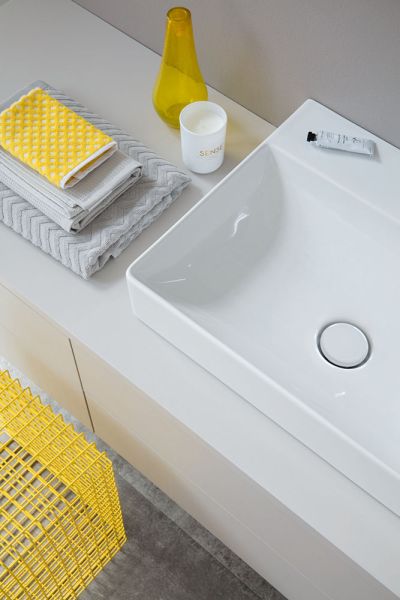 Duravit DuraSquare Waschtisch 80x47cm, ohne Überlauf, mit Wondergliss, mit nicht verschließbarem Ablaufventil, weiß 23538000711