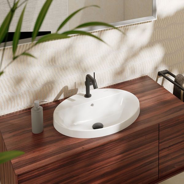 Hansgrohe Xuniva D Einbauwaschtisch oval 55cm mit Hahnloch und Überlauf, weiß, 60160450