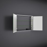Vorschau: Burgbad Devio Spiegelschrank 100x76cm, LED-Beleuchtung, 2 Spiegeltüren, veloursgrau matt SPWD100F7216 
