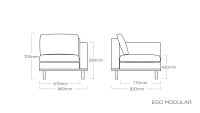 Vorschau: KETTLER EGO MODULAR Sofa-Lounge-Set 3-Sitzer mit Tisch, Sunbrella®, anthrazit/ sooty