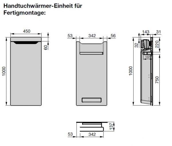 Zehnder Zenia Handtuchwärmer-Einheit mit Infrarot-Glasheizfläche