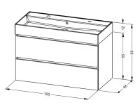 Vorschau: RIHO Spring Rise Waschtisch mit Waschtischunterschrank 100x46cm, 2 Hahnlöcher, 2 Schubladen