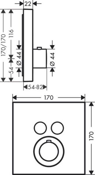 Axor ShowerSelect Thermostat Square Unterputz, für 2 Verbraucher, eckig, schwarz matt 36715670