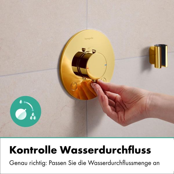 hansgrohe Ecostat Comfort S Thermostat Unterputz für 2 Funktionen, polished gold optic