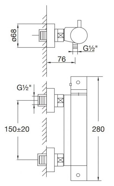Steinberg Serie 100 / 170 Aufputzthermostat ½“ für Dusche
