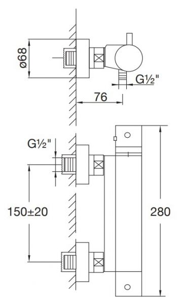 Steinberg Serie 100 / 170 Aufputzthermostat ½“ für Dusche, chrom