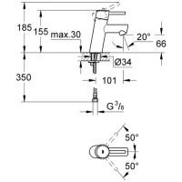 Vorschau: Grohe Concetto Einhand-Waschtischbatterie, glatter Körper, S-Size, chrom