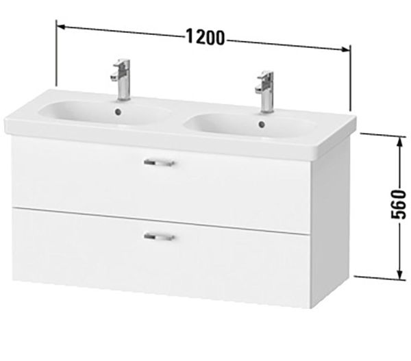 Duravit XBase Waschtischunterschrank 115cm, mit 2 Auszüge, passend zu Doppelwaschtisch D-Code 034812