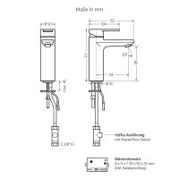 Vorschau: WimTec PROOF E4 HyPlus HDK 9V Batteriebetrieb Kaltwasser-Waschtischarmatur, chrom