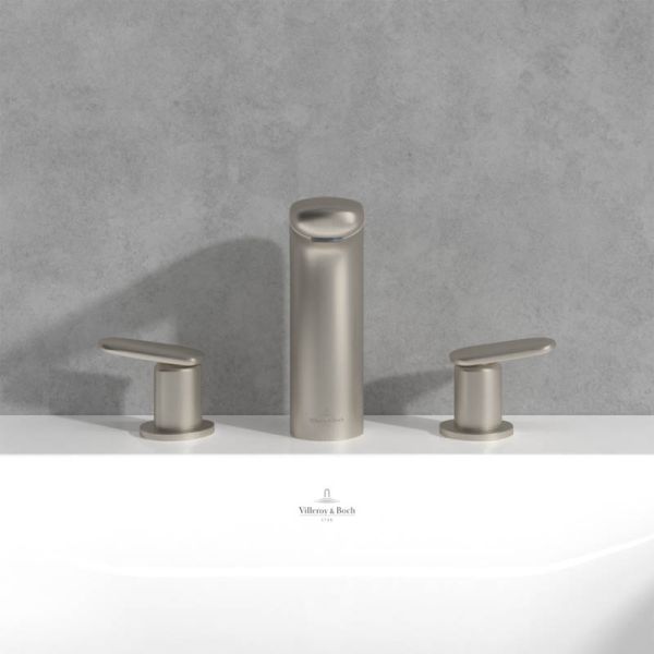 Villeroy&Boch Antao Dreiloch-Waschtischarmatur mit Push-Open Ablaufgarnitur