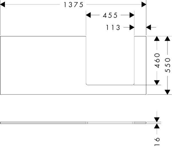 hansgrohe Xilesa E Konsole 137,5x55cm für Aufsatzwaschtisch rechts